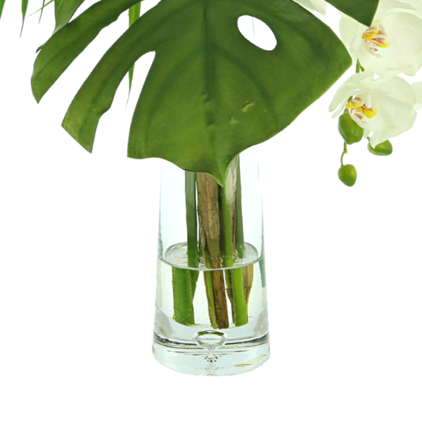 Tropical Orchid Arrangement with Monstera and Palm Leaves - Image 3