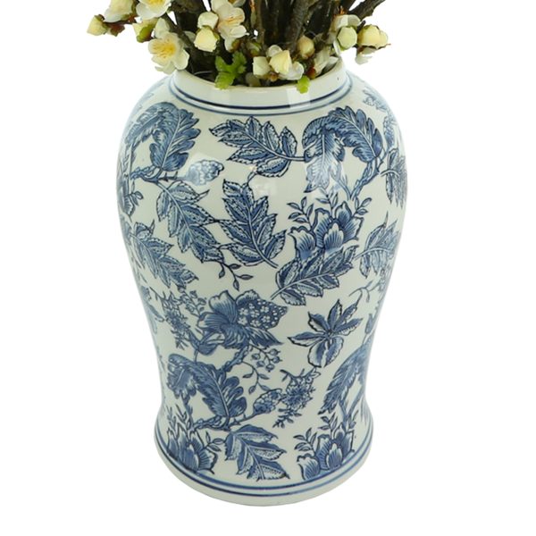 Cherry Blossoms Arranged in Decorative Ceramic Vase - Image 3
