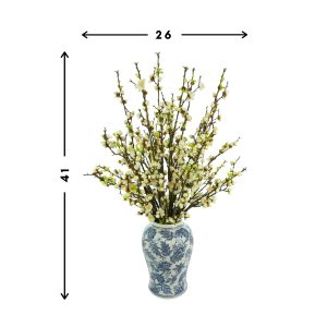 Cherry Blossoms Arranged in Decorative Ceramic Vase