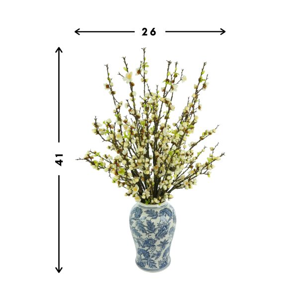 Cherry Blossoms Arranged in Decorative Ceramic Vase - Image 2