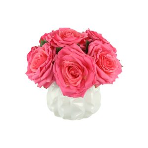 Roses Arranged in Wavy Glass Vase