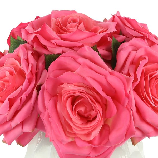 Roses Arranged in Wavy Glass Vase - Image 4