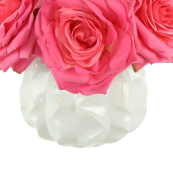 Roses Arranged in Wavy Glass Vase - Image 5