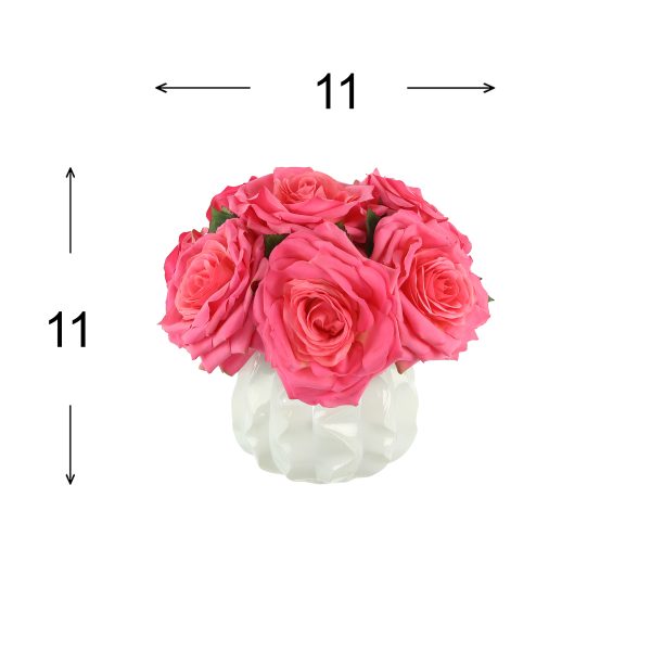 Roses Arranged in Wavy Glass Vase - Image 3