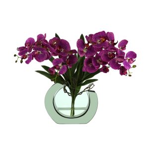 Orchid Arrangement in Mirrored Glass Vase