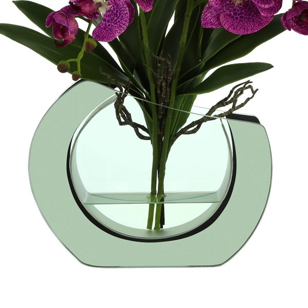 Orchid Arrangement in Mirrored Glass Vase - Image 5