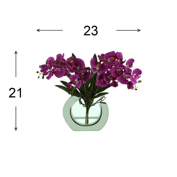 Orchid Arrangement in Mirrored Glass Vase - Image 3