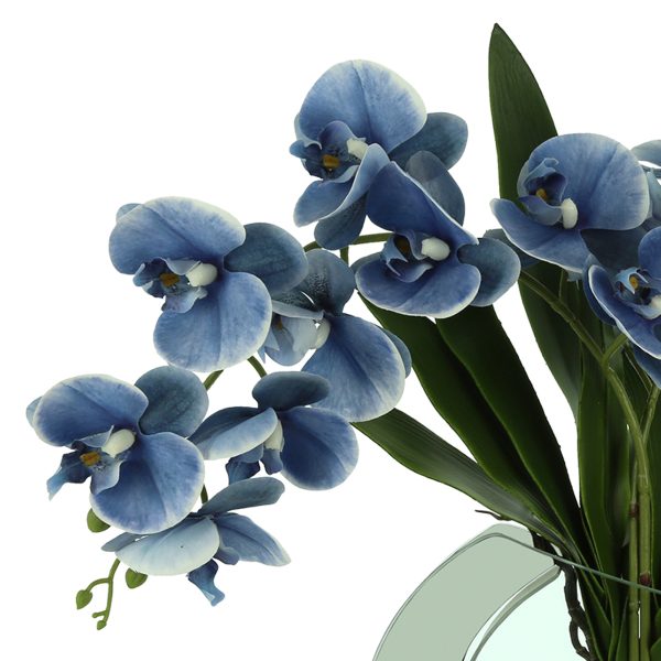 Orchids Arranged in Mirrored Glass Vase - Image 4