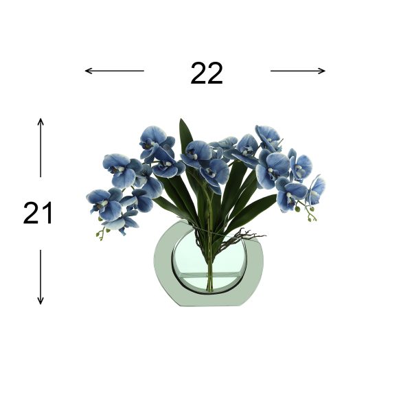Orchids Arranged in Mirrored Glass Vase - Image 3