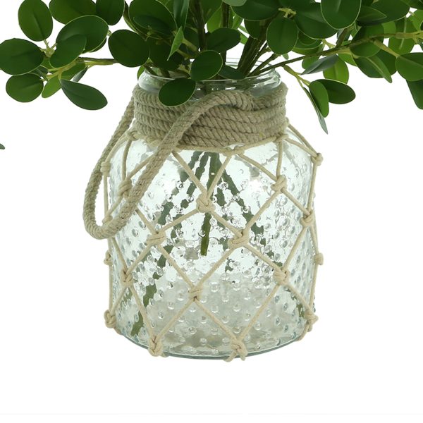 Boxwood Arrangement in Glass Vase with Rope Accent - Image 4