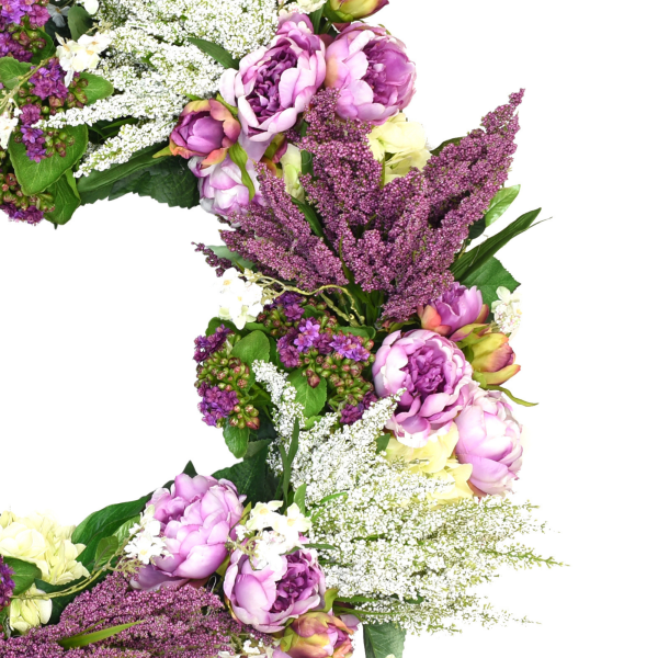 27" Wreath with Peonies, Heather and Hydrangeas - Image 4