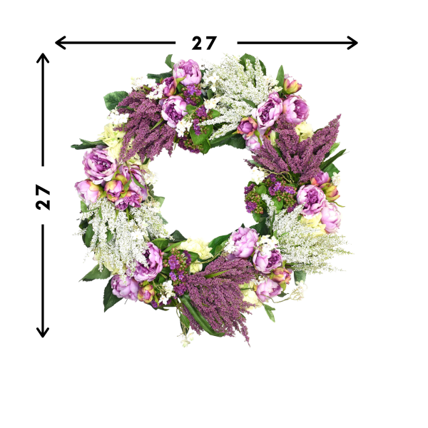27" Wreath with Peonies, Heather and Hydrangeas - Image 3
