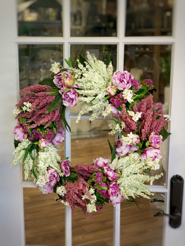 27" Wreath with Peonies, Heather and Hydrangeas - Image 2