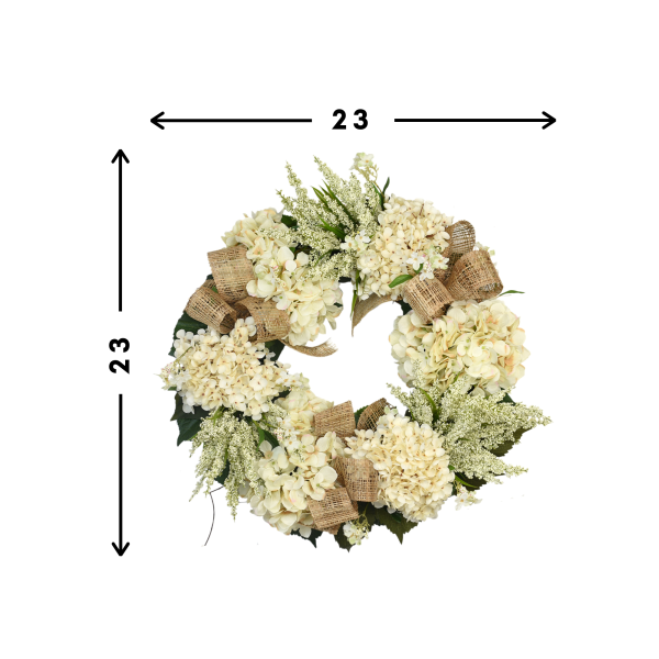 23" Hydrangea and Heather Wreath with Bows - Image 2