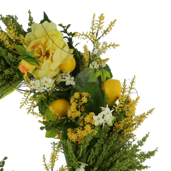 28" Peony, Lemon and Heather Spring Wreath - Image 2