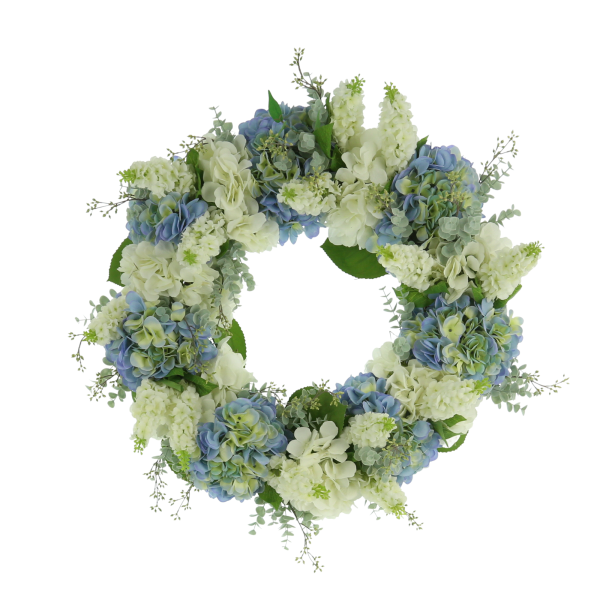 24" Spring Wreath with Assorted Hydrangeas and Snap Dragon