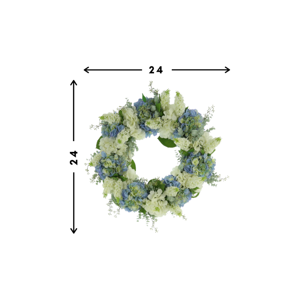 24" Spring Wreath with Assorted Hydrangeas and Snap Dragon - Image 2
