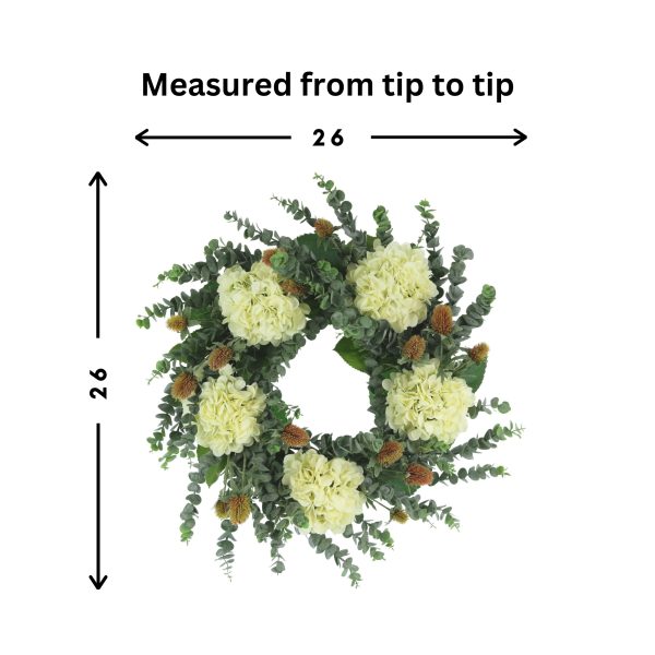 26" Wreath with Hydrangeas, Eucalyptus and Thistle - Image 3