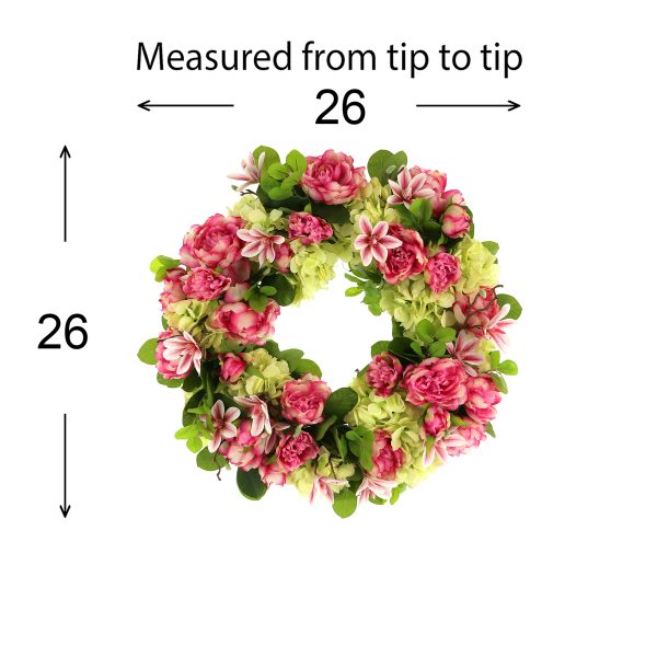 26" Spring Wreath with Peonies, Hydrangeas and Magnolias - Image 4