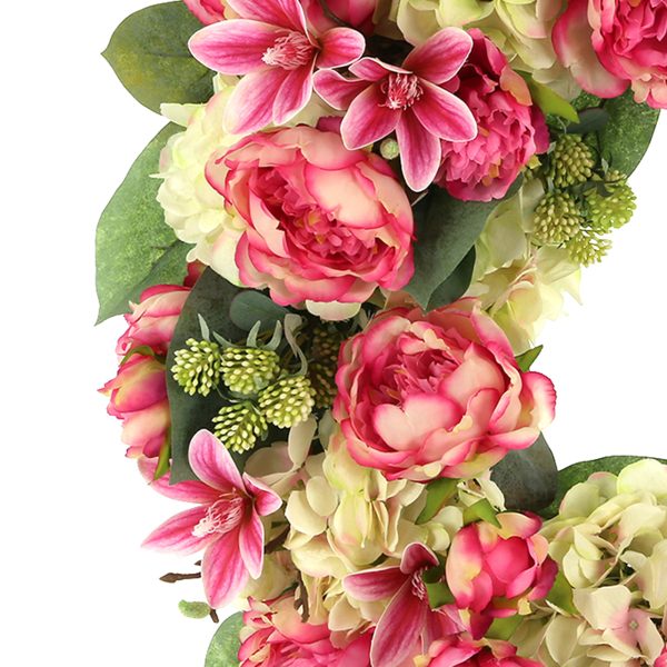 26" Spring Wreath with Peonies, Magnolias and Lucky Berries - Image 3