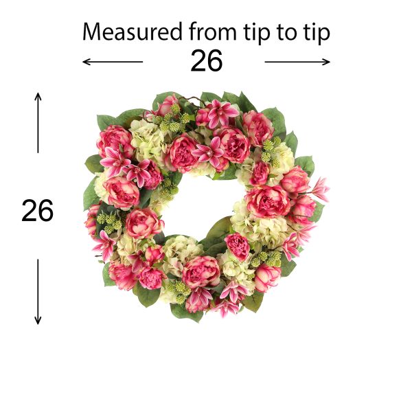 26" Spring Wreath with Peonies, Magnolias and Lucky Berries - Image 4
