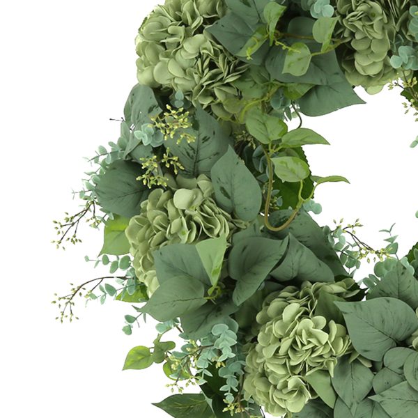 27" Wreath with Hanging Ivy, Hydrangeas and Eucalyptus - Image 4