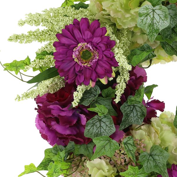 27" Spring Wreath with Gerbera, Hydrangeas and Ivy - Image 4