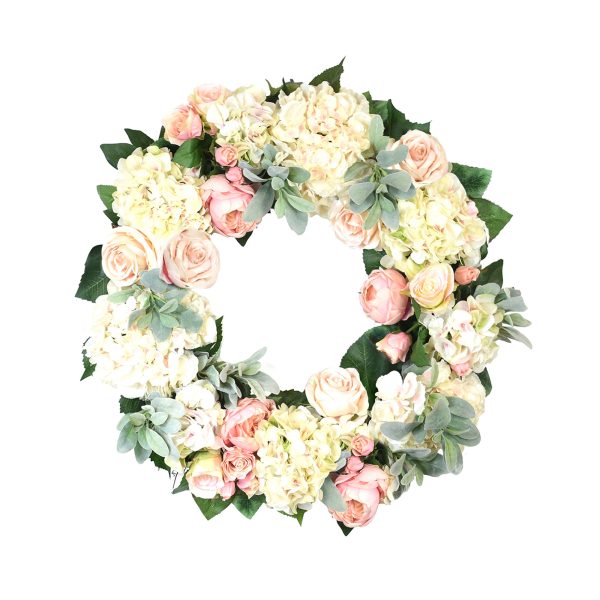 27" Spring Wreath with Hydrangeas, Roses and Peonies