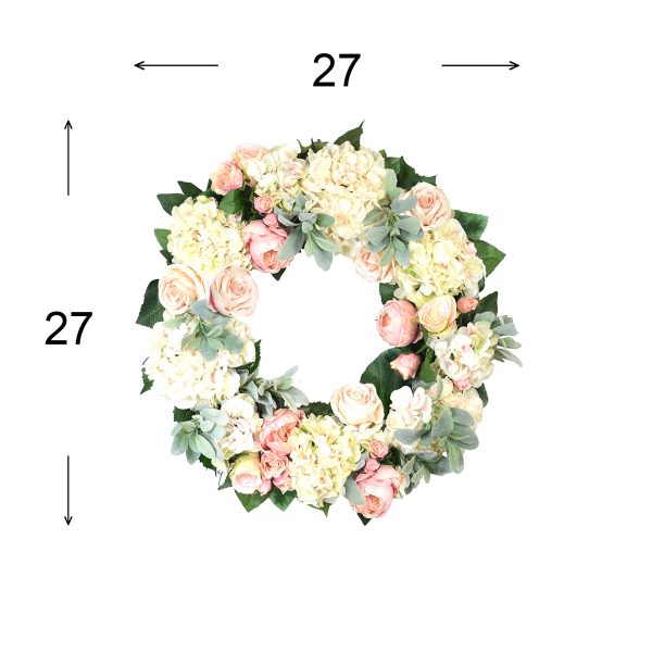 27" Spring Wreath with Hydrangeas, Roses and Peonies - Image 3
