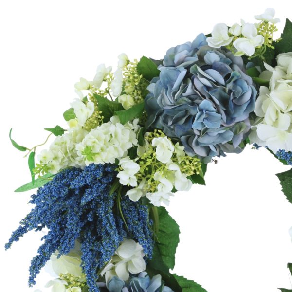 26" Wreath with Assorted Hydrangeas, Heather and Lilacs - Image 4