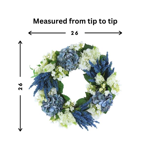 26" Wreath with Assorted Hydrangeas, Heather and Lilacs - Image 3
